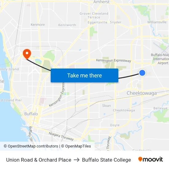 Union Road & Orchard Place to Buffalo State College map