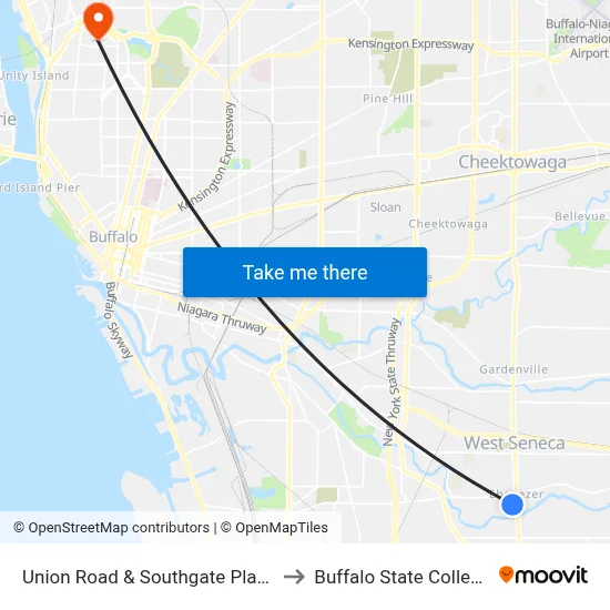 Union Road & Southgate Plaza to Buffalo State College map