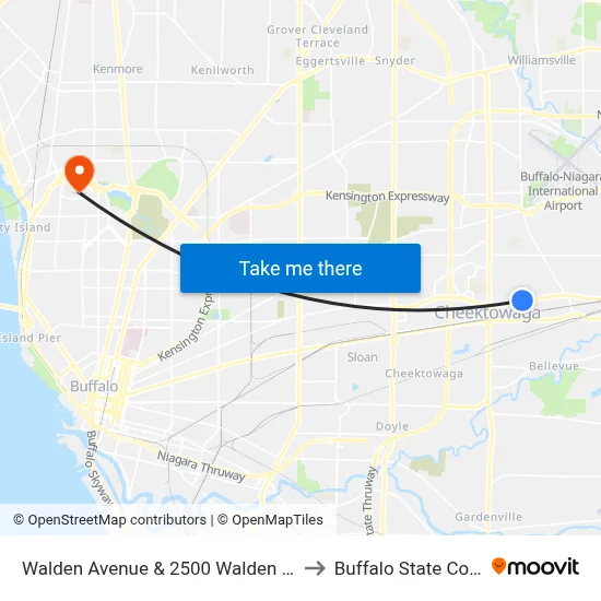 Walden Avenue & 2500 Walden Avenue to Buffalo State College map