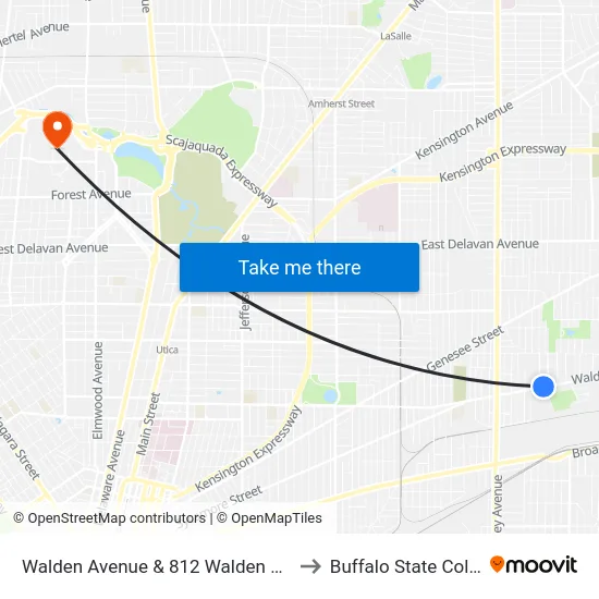 Walden Avenue & 812 Walden Avenue to Buffalo State College map