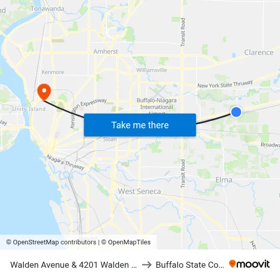 Walden Avenue & 4201 Walden Avenue to Buffalo State College map