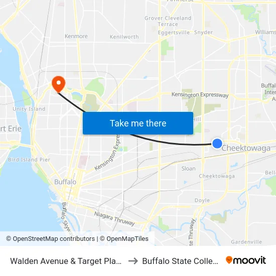 Walden Avenue & Target Plaza to Buffalo State College map
