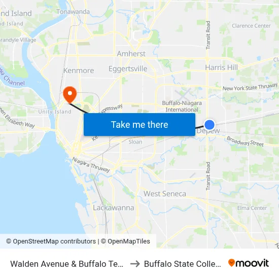 Walden Avenue & Buffalo Tech to Buffalo State College map