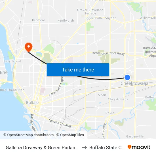 Galleria Driveway & Green Parking Entrance to Buffalo State College map