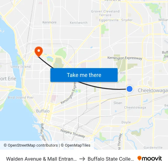 Walden Avenue & Mall Entrance to Buffalo State College map