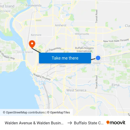 Walden Avenue & Walden Business Center to Buffalo State College map