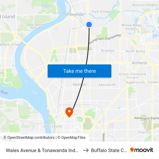 Wales Avenue & Tonawanda Industrial Park to Buffalo State College map