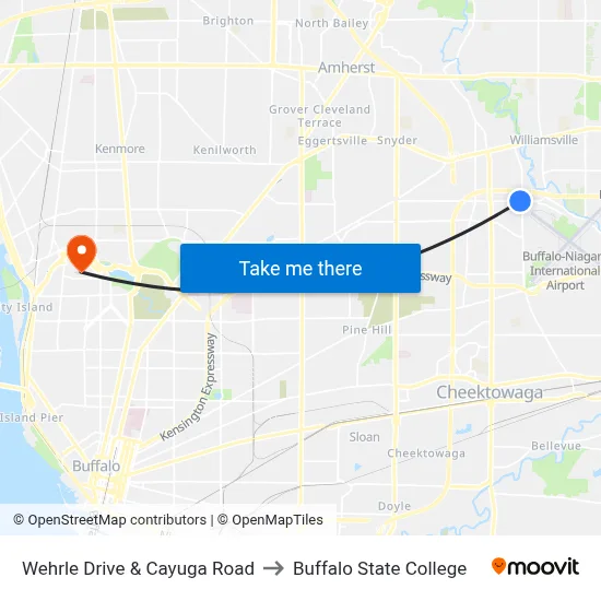 Wehrle Drive & Cayuga Road to Buffalo State College map