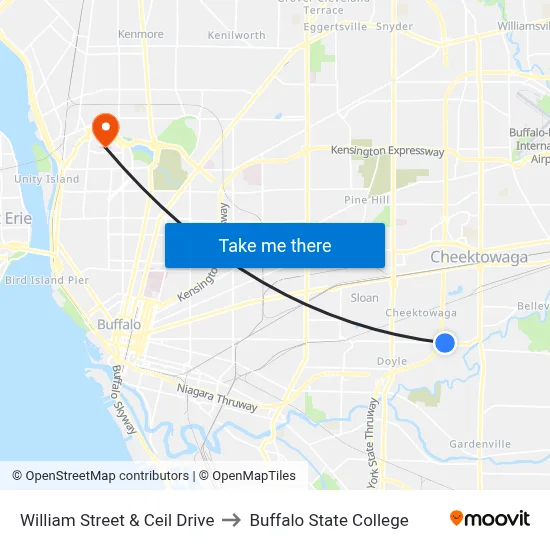 William Street & Ceil Drive to Buffalo State College map