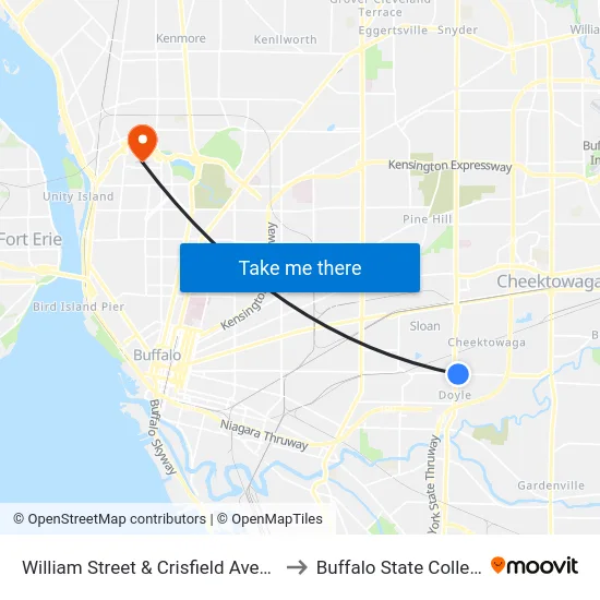 William Street & Crisfield Avenue to Buffalo State College map