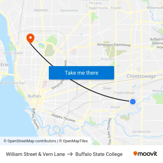 William Street & Vern Lane to Buffalo State College map