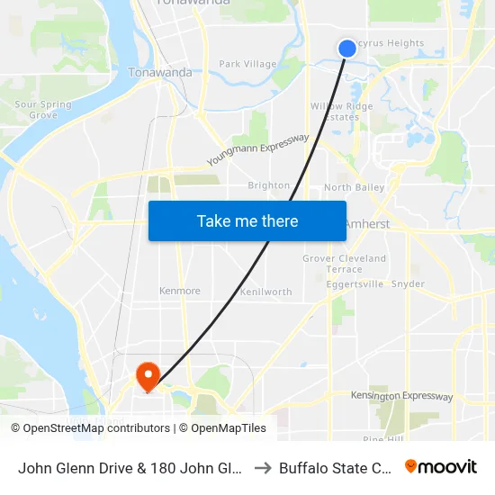 John Glenn Drive & 180 John Glenn Drive to Buffalo State College map