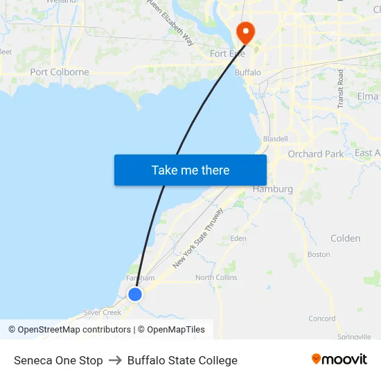 Seneca One Stop to Buffalo State College map