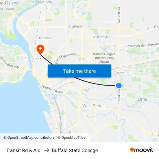 Transit Rd & Aldi to Buffalo State College map