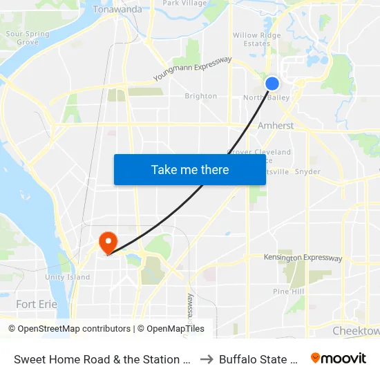 Sweet Home Road & the Station Apartments to Buffalo State College map
