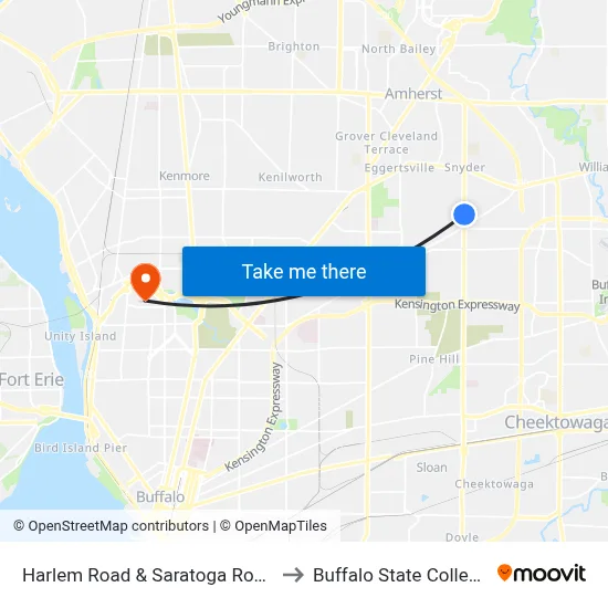 Harlem Road & Saratoga Road to Buffalo State College map