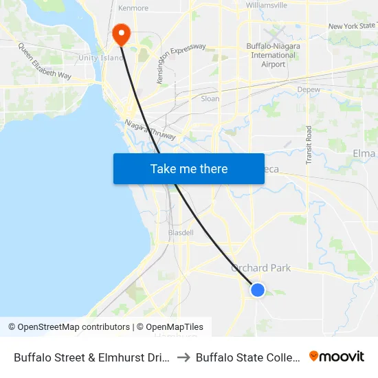 Buffalo Street & Elmhurst Drive to Buffalo State College map