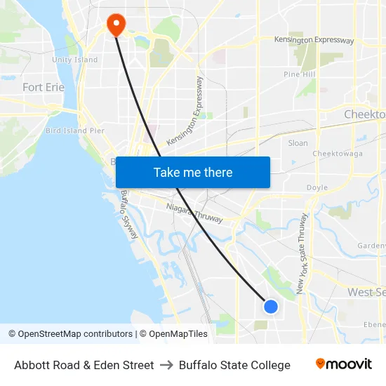 Abbott Road & Eden Street to Buffalo State College map
