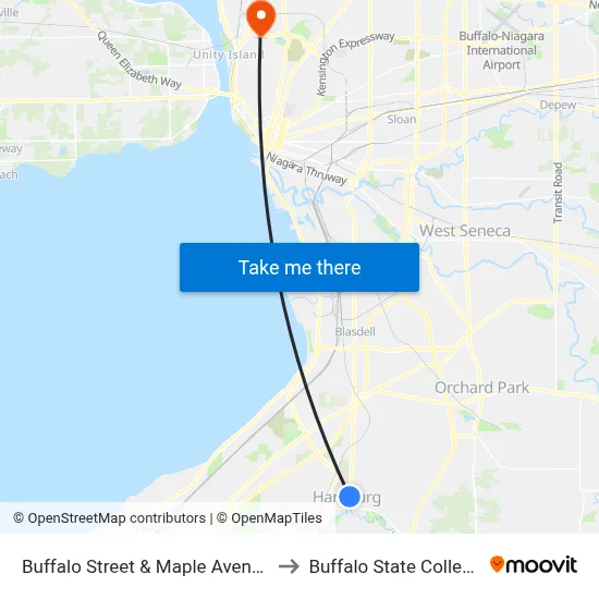Buffalo Street & Maple Avenue to Buffalo State College map