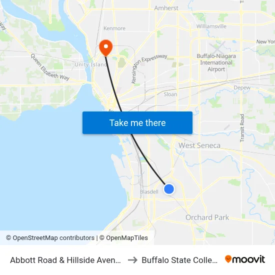 Abbott Road & Hillside Avenue to Buffalo State College map