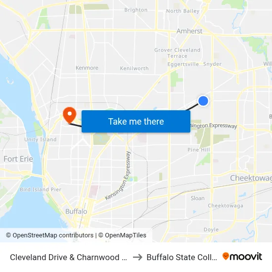 Cleveland Drive & Charnwood Drive to Buffalo State College map