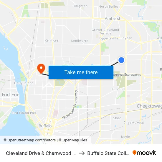 Cleveland Drive & Charnwood Drive to Buffalo State College map