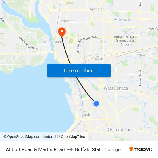 Abbott Road & Martin Road to Buffalo State College map