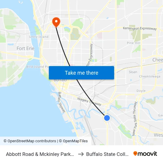 Abbott Road & Mckinley Parkway to Buffalo State College map