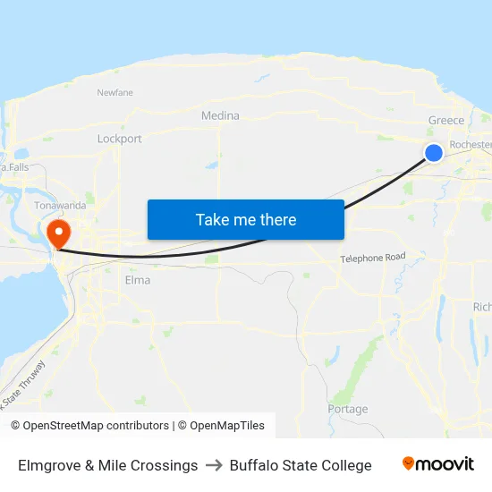 Elmgrove & Mile Crossings to Buffalo State College map