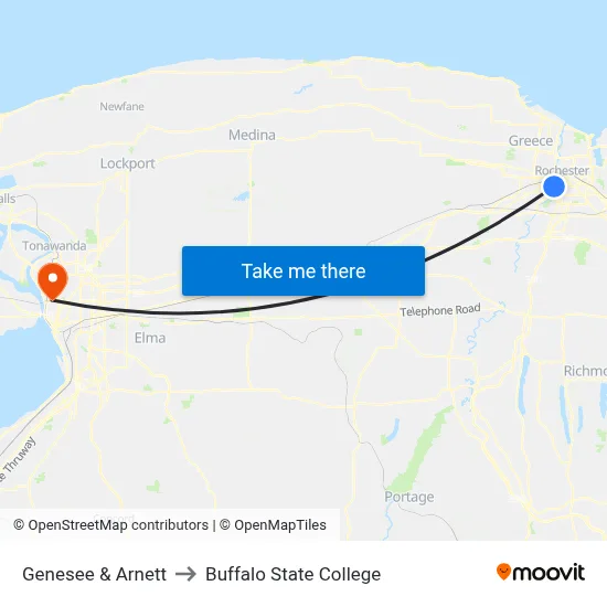 Genesee & Arnett to Buffalo State College map