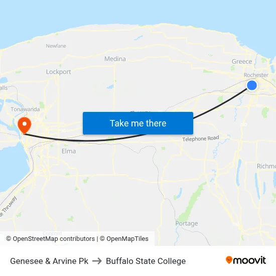 Genesee & Arvine Pk to Buffalo State College map