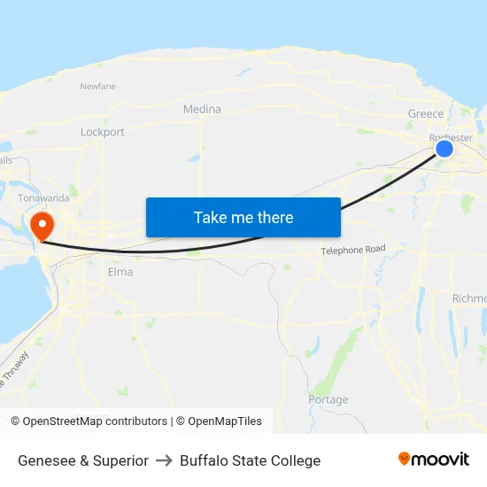 Genesee & Superior to Buffalo State College map