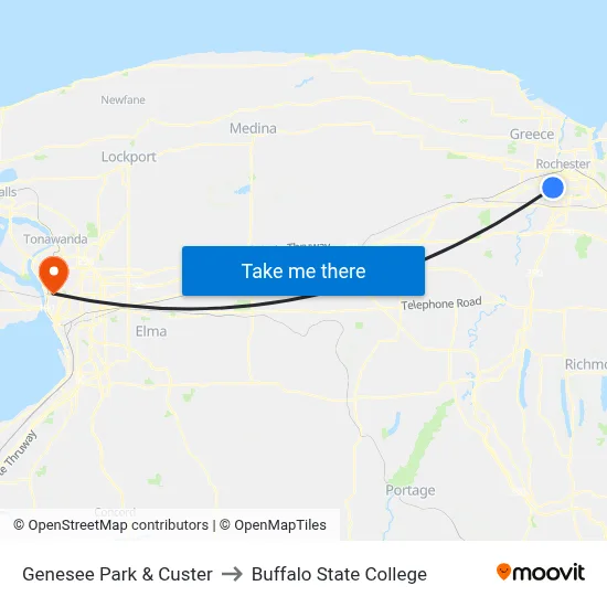Genesee Park & Custer to Buffalo State College map