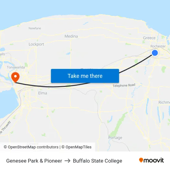Genesee Park & Pioneer to Buffalo State College map