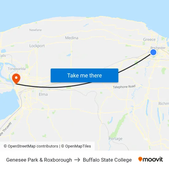 Genesee Park & Roxborough to Buffalo State College map