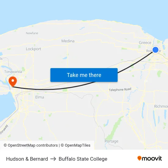 Hudson & Bernard to Buffalo State College map