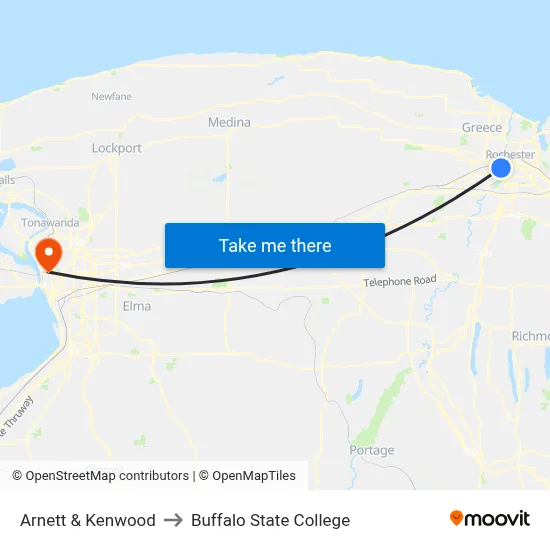 Arnett & Kenwood to Buffalo State College map