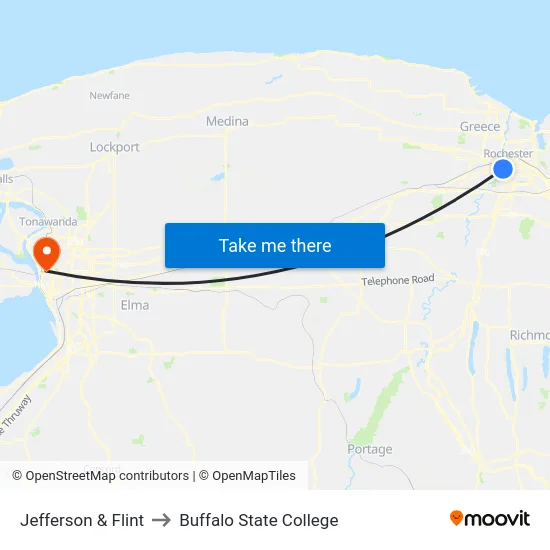 Jefferson & Flint to Buffalo State College map