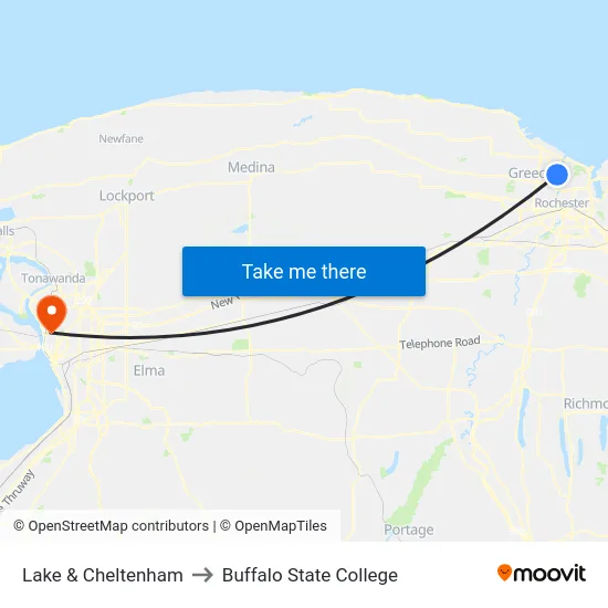 Lake & Cheltenham to Buffalo State College map