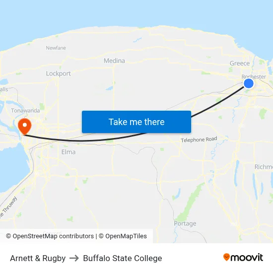 Arnett & Rugby to Buffalo State College map