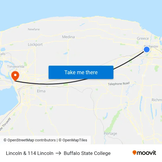 Lincoln & 114 Lincoln to Buffalo State College map