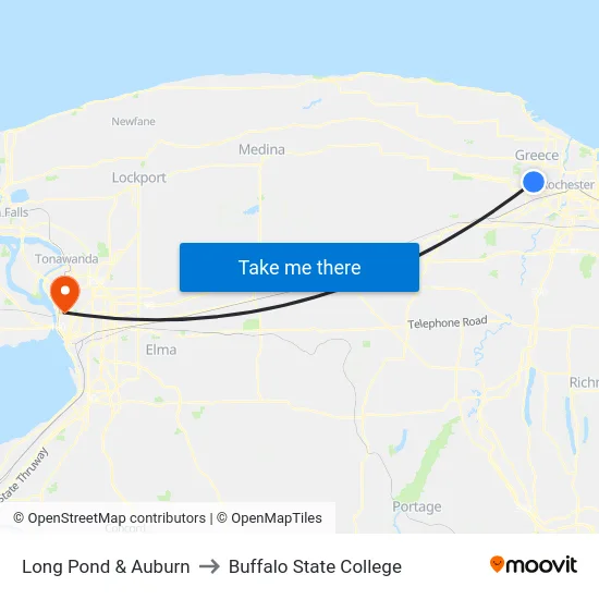 Long Pond & Auburn to Buffalo State College map
