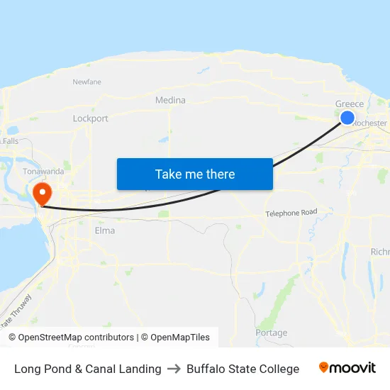 Long Pond & Canal Landing to Buffalo State College map
