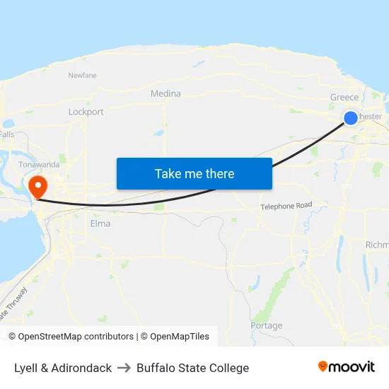 Lyell & Adirondack to Buffalo State College map