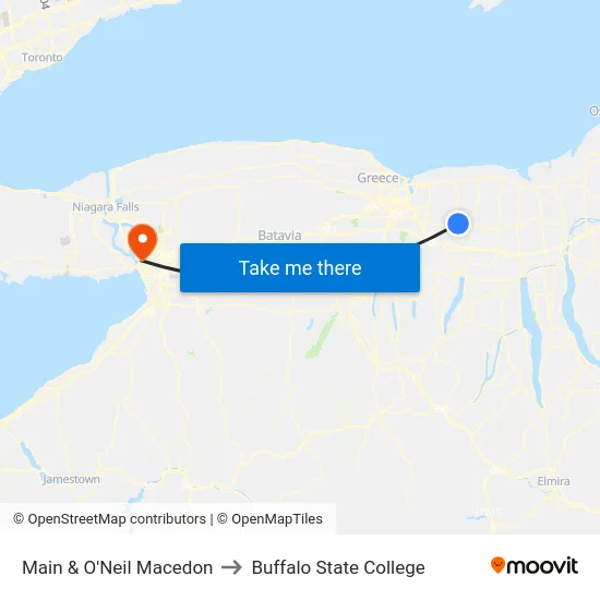 Main & O'Neil Macedon to Buffalo State College map