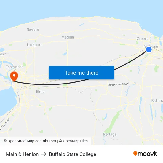 Main & Henion to Buffalo State College map