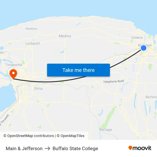 Main & Jefferson to Buffalo State College map