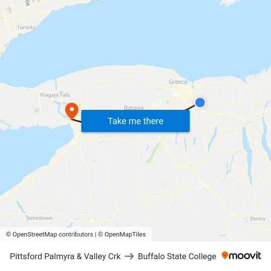 Pittsford Palmyra & Valley Crk to Buffalo State College map