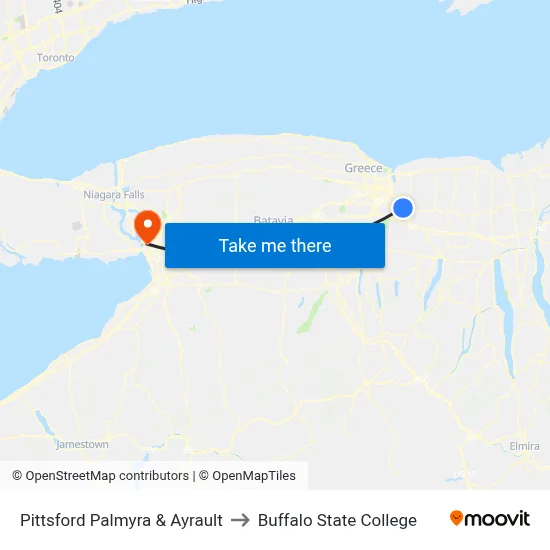 Pittsford Palmyra & Ayrault to Buffalo State College map