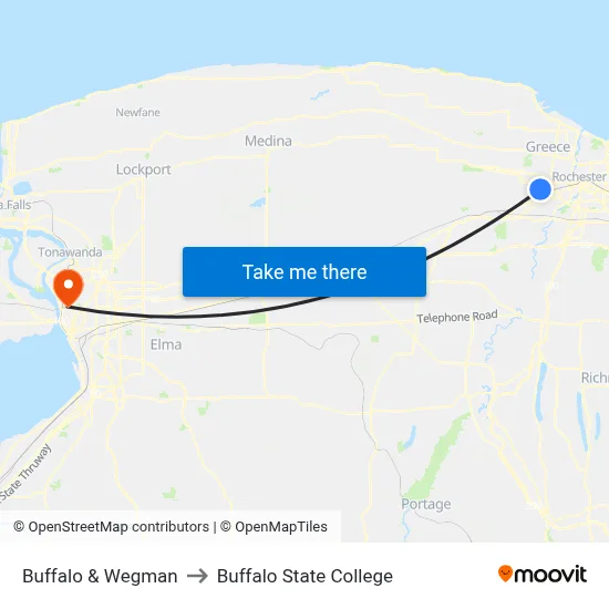 Buffalo & Wegman to Buffalo State College map